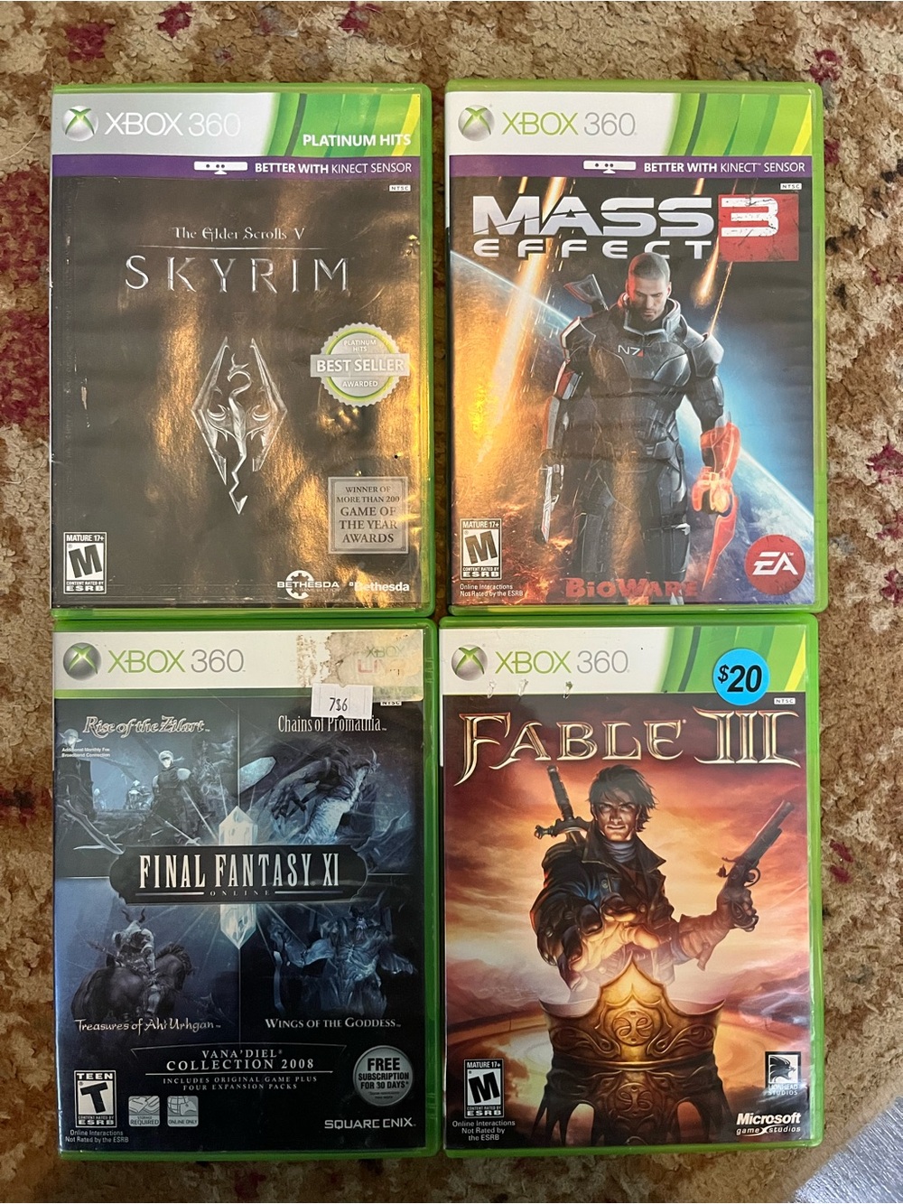 Xbox 360 RPG & Epic Adventure Games Lot of 4 Bundle Xbox 360 CIB Tested complete